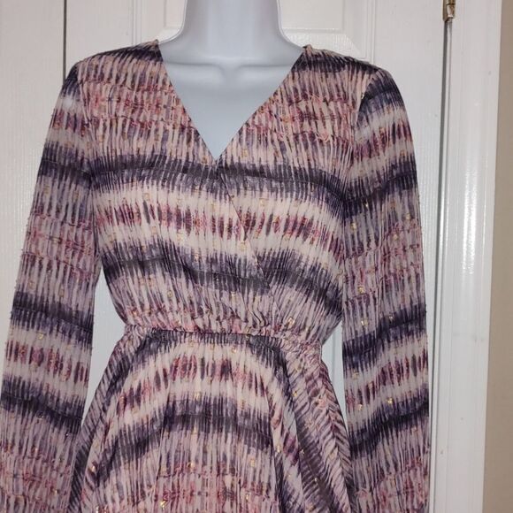 Bebe peach purple gold dress Sz XXS - Picture 3 of 5